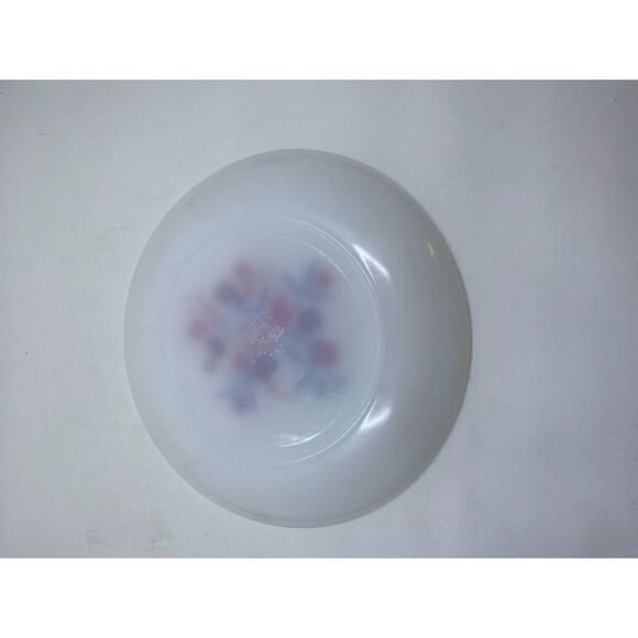 Vintage Anchor Hocking Fire King Milk Glass Dinner Plate Red Flower Pattern - Picture 3 of 8